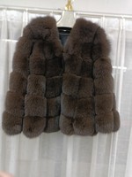 Nouvelle Veste Manteau Hiver 2026 en Fourrure de Renard Luxe Chaud Marron Véritable Grande Taille pour Femme