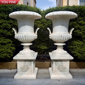 Jardinière YOUFINE en marbre <span class=keywords><strong>blanc</strong></span> sculpté à la main avec piédestal, style européen classique, <span class=keywords><strong>pot</strong></span> de fleurs pour villa - Product Image 6