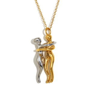 <span class=keywords><strong>Collana</strong></span> da <span class=keywords><strong>Donna</strong></span> Bicolore con Ciondolo a Forma di Abbraccio, in Acciaio Inossidabile Placcato Oro 18K, per <span class=keywords><strong>San</strong></span> <span class=keywords><strong>Valentino</strong></span> - Product Image 1