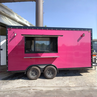 Remorque alimentaire mobile rose personnalisée à double essieu pour la vente de café, desserts et boissons