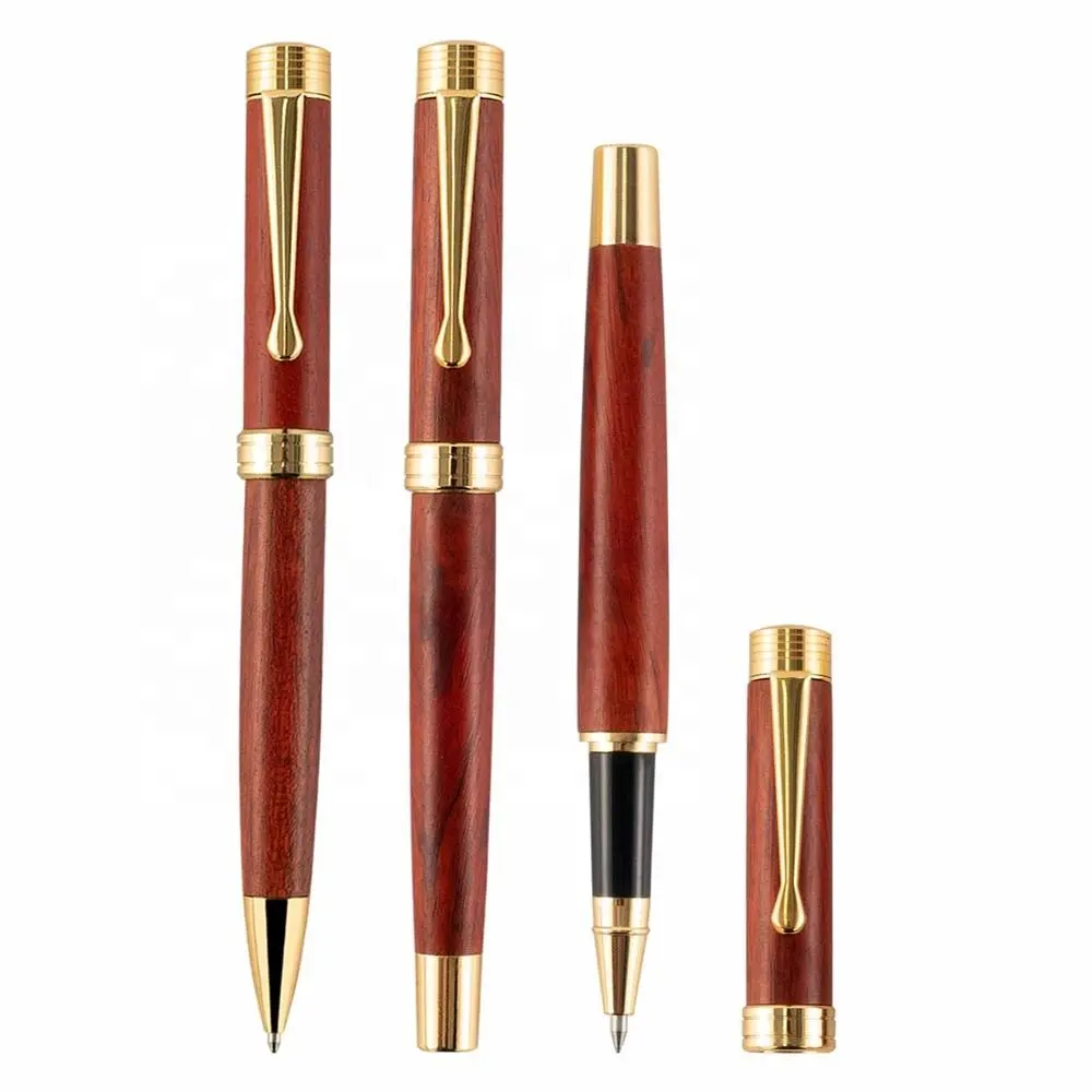 Kits de bolígrafos giratorios de madera de buena calidad, aspecto elegante, bolígrafo de regalo con logotipo personalizado