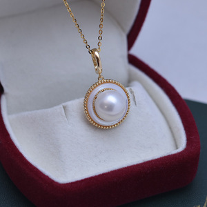 Collier pendentif en perle blanche ronde de 10-11 mm de Zhuji Danshui, argent S925 avec un fort éclat, nid d'oiseau, défauts fins - Product Image 2