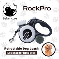 Laisse pour chien multifonctionnelle 5-en-1 robuste de 4,8 m avec lumière LED, rechargeable par USB et étanche, sifflet électronique et sac à déjections