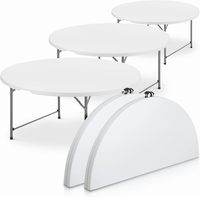 Tables rondes pliantes portables en plastique HDPE pour événements en plein air, mariages, réceptions, livraison directe d'usine