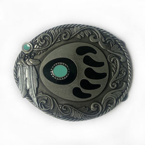 Hebilla de cinturón de pata de oso pintada decorativa hebilla chapada ornamental de plata antigua occidental para cinturón de cuero - Product Image 1