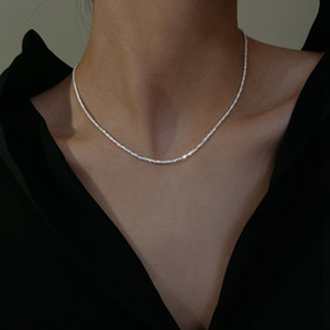Collar de Gargantilla Delgado y Brillante Apilable, Diseño Italiano, Collar de Cadena de Plata con Destellos de Lujo para Mujer - Product Image 2