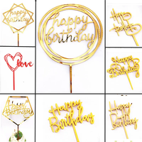 36 décoration de gâteau joyeux anniversaire décoration acrylique en poudre or gâteau de douche de bébé décoration de drapeau de gâteau de fête d'anniversaire