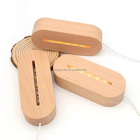Vente chaude Petite Lampe LED RVB Base en Bois Conception Ovale Chaud 7 Options de Couleur Alimentation USB pour Chambre Salon Décoration
