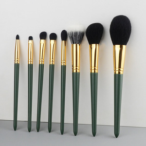 Juego de 8 Brochas de Maquillaje de Pelo Sintético Natural de Cabra, Mango de Madera Verde, Virola Dorada, Brochas para Polvo Facial - Product Image 2