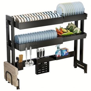 Égouttoir à vaisselle en acier à 2 niveaux pour évier, étagère de rangement multicouche pour bols, baguettes et assiettes, support de rangement pour évier - Product Image 3