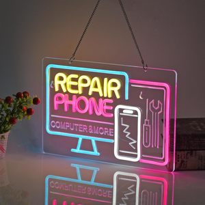 Réparation de téléphones, enseignes néon LED à intensité variable, alimentées par USB, lumière d'ambiance, décoration de vitrine, lumière indicatrice de rue, personnalisable 5V - Product Image 6