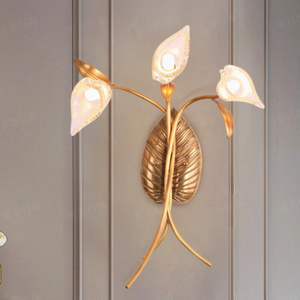 तांबे की दीवार लैंप क्रिस्टल फूल सजावट लिविंग रूम होटल बेडसाइड पीतल शाखा मोटिफ दीवार प्रकाश कला मैग्नोलिया बल्ब - Product Image 5
