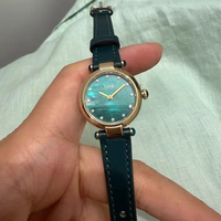 Montre à quartz élégante pour femme Turck, boîtier en acier inoxydable rose nacré, bracelet en cuir, cadran à aiguilles chronographe