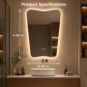 Espejo Inteligente para Baño con Retroiluminación LED de Forma Irregular, para Decoración de Hoteles, con Interruptor Táctil Antivaho - Product Image 3