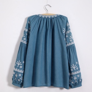Blusas <span class=keywords><strong>de</strong></span> Algodón con Bordado <span class=keywords><strong>de</strong></span> <span class=keywords><strong>Flores</strong></span> Estilo Bohemio para Mujer - Product Image 2