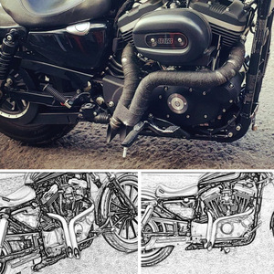 Tubo de Escape Recto para Harley-Davidson <span class=keywords><strong>Iron</strong></span> <span class=keywords><strong>883</strong></span>, Negro Mate y Plateado Electrolítico, XL883N/X48, Escape Corto - Product Image 4