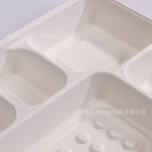 Barquette à cinq compartiments en pulpe de canne à sucre, blanche, biodégradable, pour plats à emporter, idéale pour le camping - Product Image 4