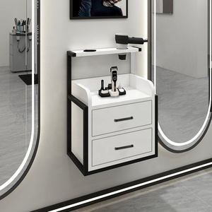 NEW Modern Gold <b>Wall</b> Mounted Salon Furniture Hair Salon Stations Equipment with Tool Storage <b>Cabinet</b> for Barber Shop - Product Image 4