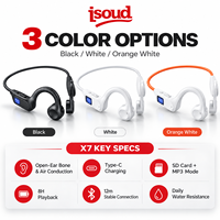6.0 Headphone Konduksi Tulang Konduksi Udara Tahan Air Earbud Nirkabel Open Ear Layar LED Mikrofon Daya Tahan Baterai Lama