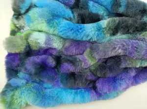 Multicolored Tie Dyed Spandex Rabbit Faux Fur Fabric For Blanket/Collar