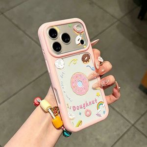 Funda de silicona 3D TPU con personajes de dibujos animados de donuts para iPhone 16 15 14 Plus, para iPhone 17 Pro Max, fundas de teléfono con diseño de comida rosa. - Product Image 1