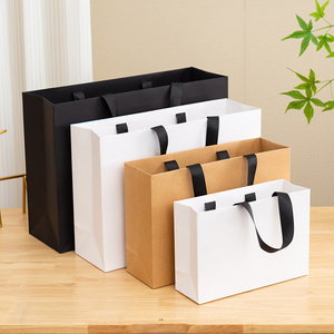 Wholesale Customizable Kraft Gift Bags Clothing Shopping Tote Bags In Stock Threaded Embedded Rope Handle Packaging Bags - Product Image 1
