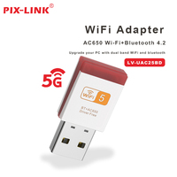 Fábrica 2024 Nuevo PIX-LINK 650Mbps Adaptador inalámbrico USB de doble banda 4,2 Sin controlador para Windows 11/10/8.1/8/7 Tipo interno