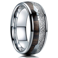 Nouvelle bague pour homme en acier inoxydable, incrustation flèche en bois, polie et brillante, motif flèche en arête de poisson, tendance