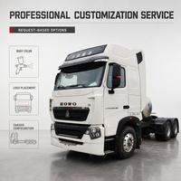 Camion tracteur HOWO T7H 4x2 d'occasion pour le transport routier économe en carburant et les services de remorquage général, camion tracteur HOWO 6x4