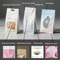 Emballage en plastique de qualité supérieure, personnalisé, imprimé en gravure, de qualité alimentaire, résistant à l'humidité, sac à fond carré avec fermeture éclair pour les collations