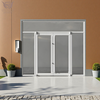 Puerta de Entrada Comercial de Aluminio con Vidrio Esmerilado, Aislamiento Acústico y Térmico, Impermeable, de Acero Inoxidable, Manual, Moderna