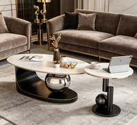 Table basse ovale en dalle de roche, luxueuse et moderne, idéale pour une utilisation à la maison dans les petits appartements minimalistes, nouvelle table basse créative