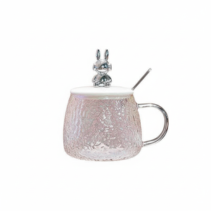 Bouteille d'Eau en Verre au Design Vintage Haute Esthétique avec Poignée et Couvercle, Éco-Responsable et Unisexe pour Bureau et Extérieur - Product Image 1