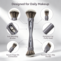 Kit de pinceaux de maquillage professionnel 5 en 1 avec têtes interchangeables, poils synthétiques doux, ODM OEM, étiquette privée, prêt pour la beauté