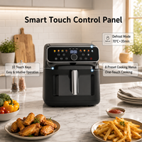 Friteuse à air électrique intelligente avec écran tactile, 8 menus prédéfinis, mode maintien au chaud, mode dégivrage, silencieuse, grande capacité 10L, certifiée CE, pour la cuisine