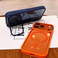 Étui de téléphone en métal avec objectif magnétique en acrylique pour iPhone 18 Pro Max, étui de protection anti-chute avec design de couleur unie