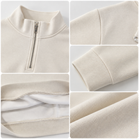 Pull-over Homme Personnalisé avec LOGO, Col Zippé 1/4, 350G, Tissu Lourd, Manches Longues, Coupe Ample, Extensible, Tendance Décontractée, Vêtements Homme, Vente en Gros