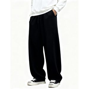 Pantalon de survêtement personnalisé pour homme 100 % coton, taille élastique avec cordon de serrage, coupe large et ample, respirant - Product Image 2