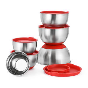 Tazón de Ensalada Desechable de Acero Inoxidable con Tapa de Silicona Antideslizante, Tazón para Batir Huevos con Escala, Vajilla de Estilo Europeo para Fiestas, Ecológica - Product Image 4