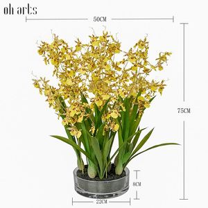 Oh Arts <b>Best</b> Selling <b>Artificial</b> Orchid Flowers Wholesale Silk Flowers Real Touch Orchid in Glass Pot for Living Room Decoration - Product Image 2
