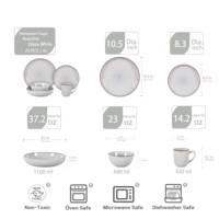 Promotion de septembre : Ensemble de vaisselle en céramique blanche de 20 pièces, vaisselle de luxe pour steak et pizza, assiettes lisses, résistantes au four
