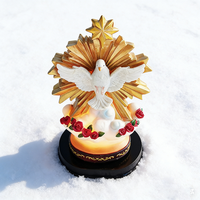 Sculpture en résine Colombe de l'Esprit Saint avec lumière LED, Ornement de décoration religieuse pour la maison