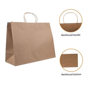 Bolsas de Compra de Papel Kraft Marrón/Blanco de 42*12*31cm con Asas, Logotipo Personalizado para Uso en Supermercados, Ropa, Zapatos, Regalos - Product Image 2