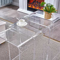 Tables d'appoint en acrylique transparentes en forme de U modernes et personnalisées, ensemble de 3 tables basses pour le salon