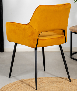 <span class=keywords><strong>Fauteuil</strong></span> de salle à manger moderne et élégant Chaise de loisirs avec <span class=keywords><strong>velours</strong></span> et pieds en métal enduit de poudre pour meubles de maison ou de café - Product Image 4