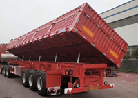 Semi-remorque benne basculante arrière 3 essieux robuste de 30 à 100 tonnes en acier de haute qualité avec suspension pneumatique, directement d'usine