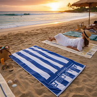100% Cotton Striped Beach Towels with Customizable Logo Large Oversized Jacquard Design Quick Dry Swimming Pool Use Bag Included