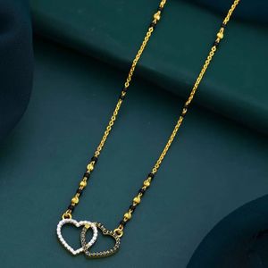 Double Heart Mangalsutra for Women Elegant Traditional Indian Jewellery Bridal Wedding Ethnic <b>Fashion</b> <b>Necklace</b> Accessory - Product Image 3