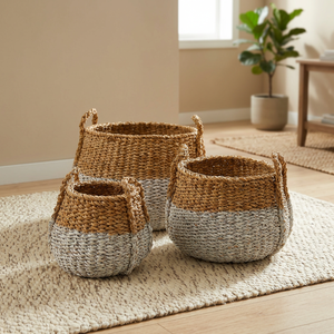 Handmade Eco-Friendly Wicker Basket Woven <b>Hanging</b> Multifunction <b>Storage</b> Bag Shopping Picnic Christmas Decorations Food Gifts OEM - Product Image 1