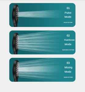 Shower Head Rainfall Bathroom 3 Modes ABS <strong>Round</strong> Chrome Water-Saving Nozzle G1/2 <strong>Bath</strong> <strong>Faucet</strong> Wall Mounted Adjustable Black Shower